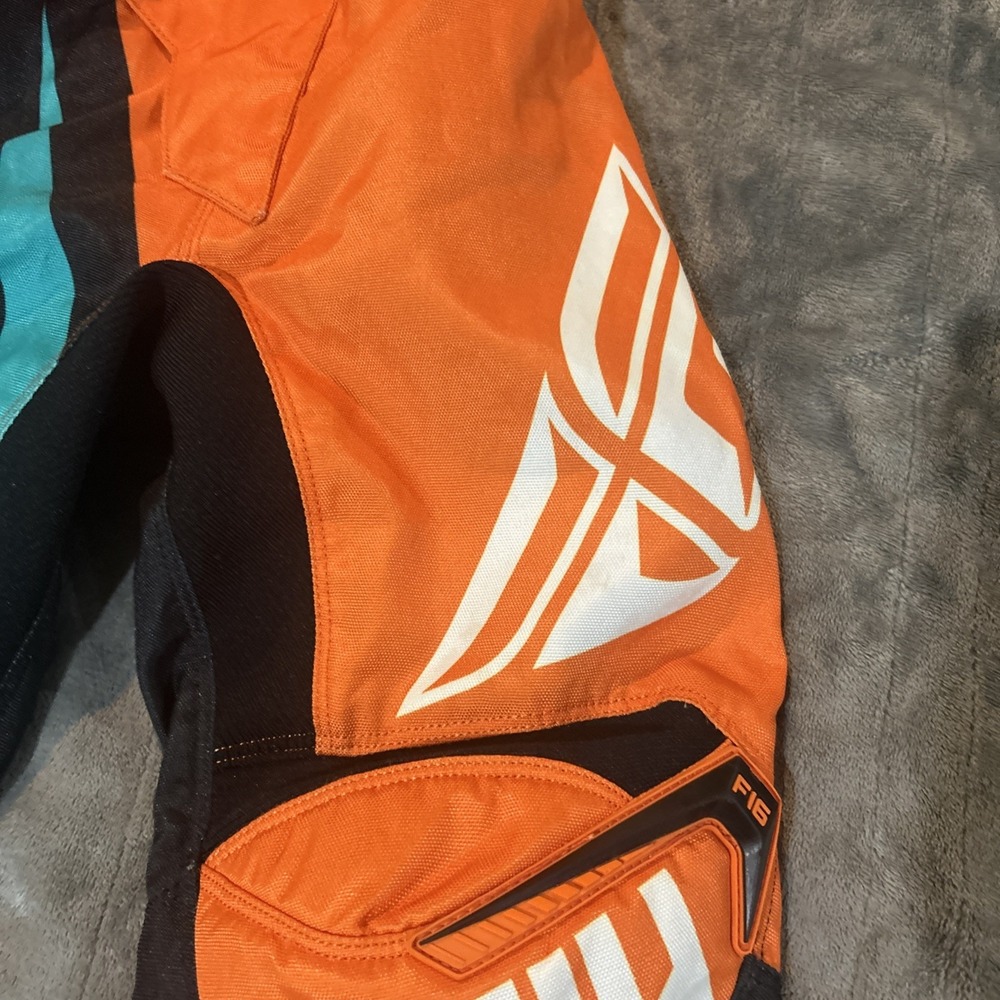 Fly Racing F-16 Youth Motocross Pant Size 18 Teal Orange Black MX Dirt Bike Gear - Picture 4 of 16